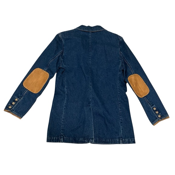 Vintage Orvis Womens Safari Style Blue Denim Jacket- Leather Trim- Size 8 NWOT - Picture 2 of 10